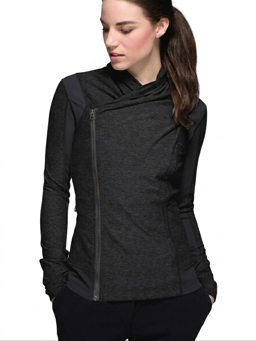 Lululemon Bhakti Yoga Jacket Lace Panel | Size 6 | Black Thumb Holes